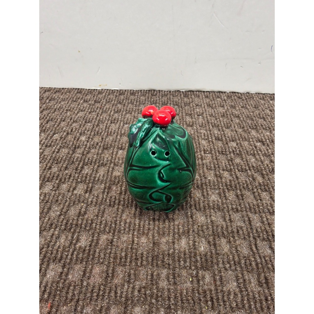 Lefton Vintage Green Holly Berry Salt Shaker 1353 Christmas Replacement Single